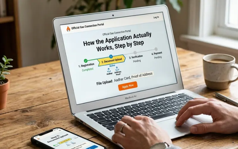 how the application actually works, step by step for new gas pipeline connection